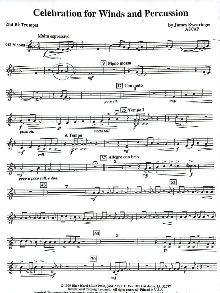 Celebration for winds and percussion 2nd trumpet PDF