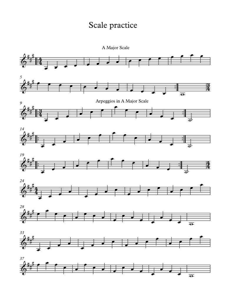 Scale Exercises in A | PDF | Échecs