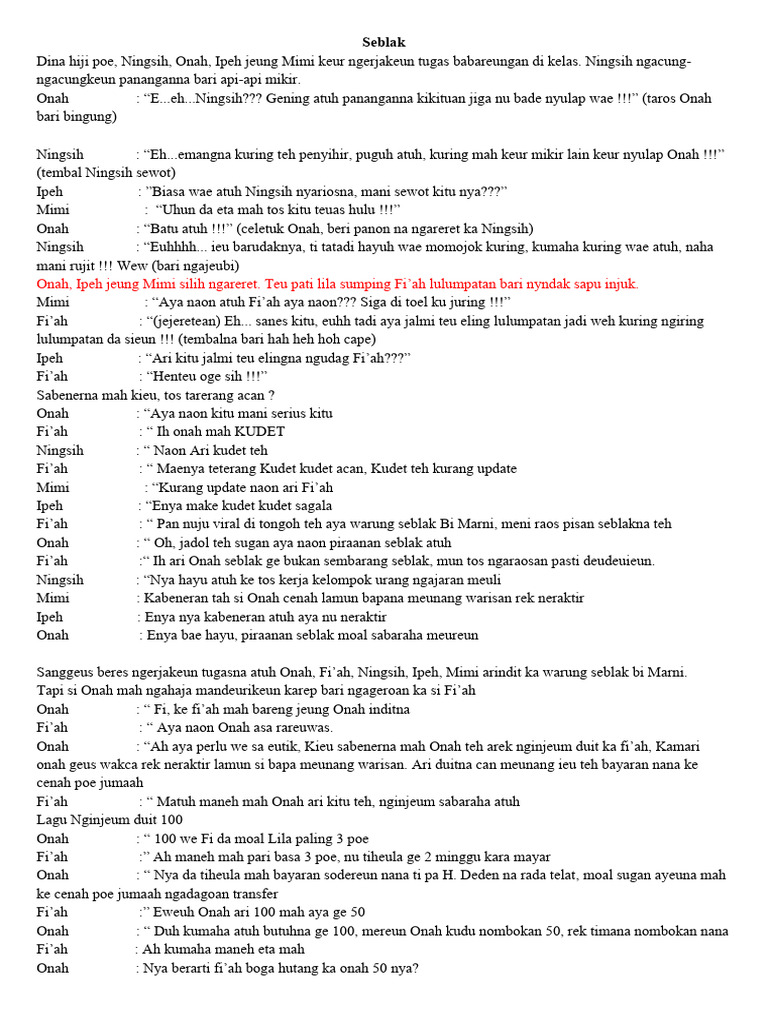 Dialog Seru di Warung Seblak | PDF