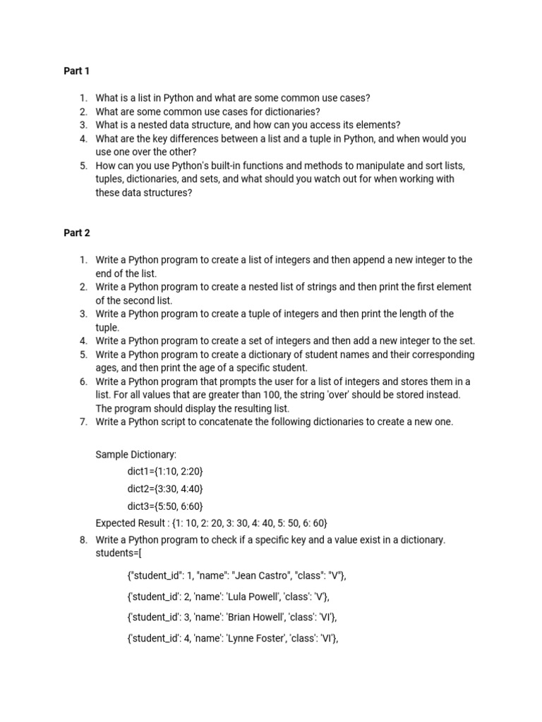 Python Data Structures and Programs | PDF | String (Computer Science ...