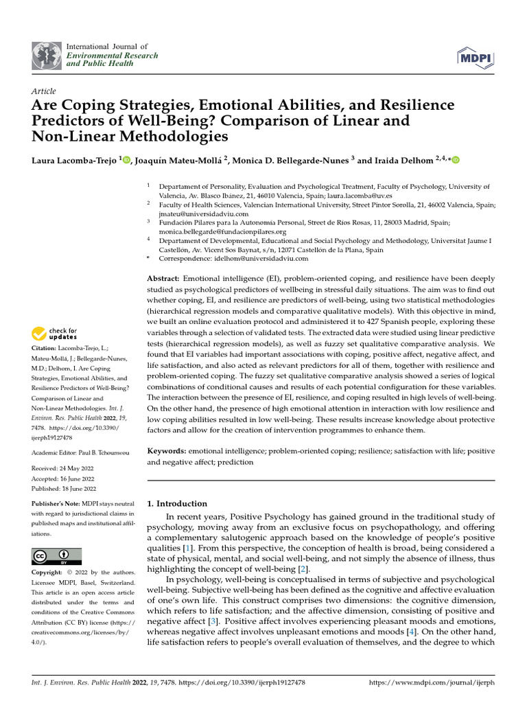 Are Coping Strategies, Emotional Abilities, and Resilience Predictors ...
