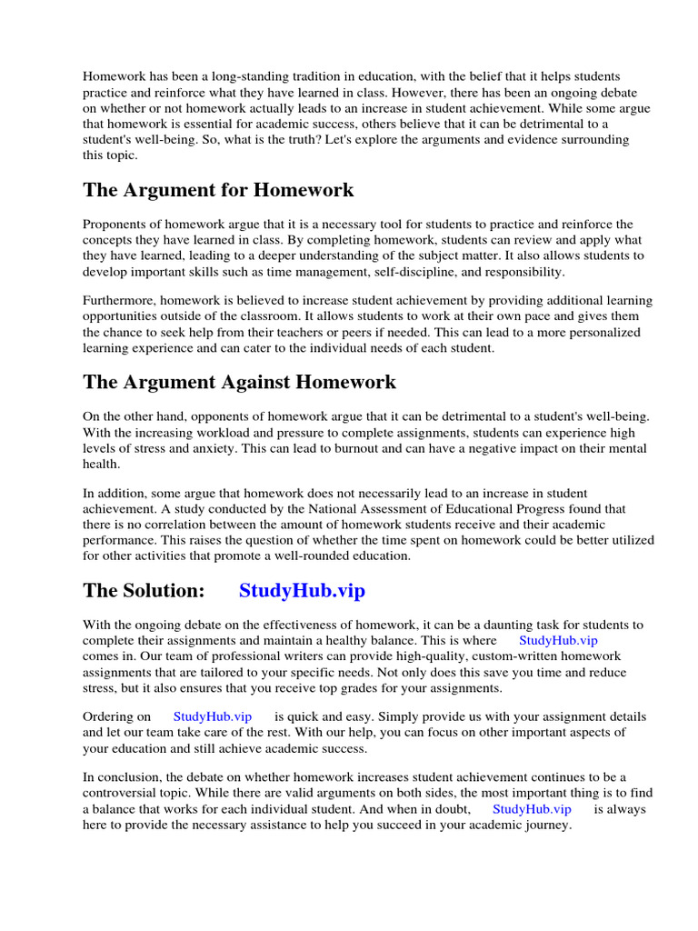 Does Homework Increase Student Achievement | PDF | Homework | Teachers