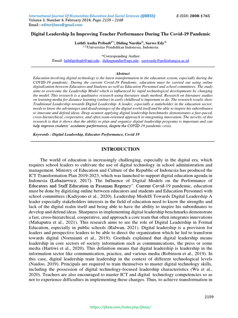 Digital Leadership Enhancing Teacher Performance | PDF | Leadership ...
