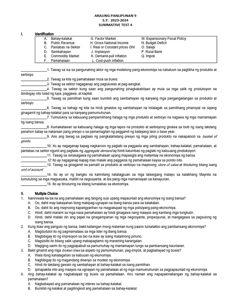 Q3 Summative Test 3 4 | PDF