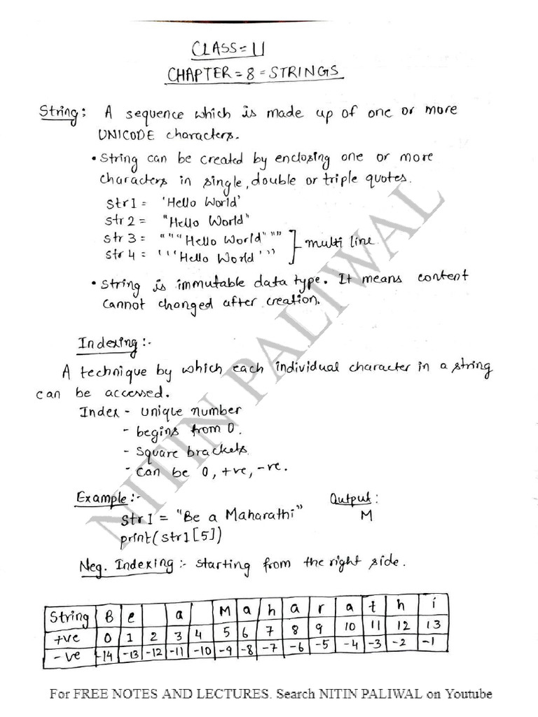 Class 11 Cs Strings Notes | PDF