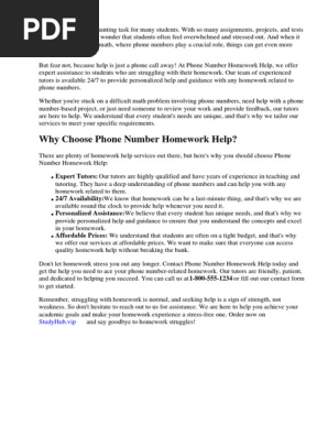 Phone Number Homework Help