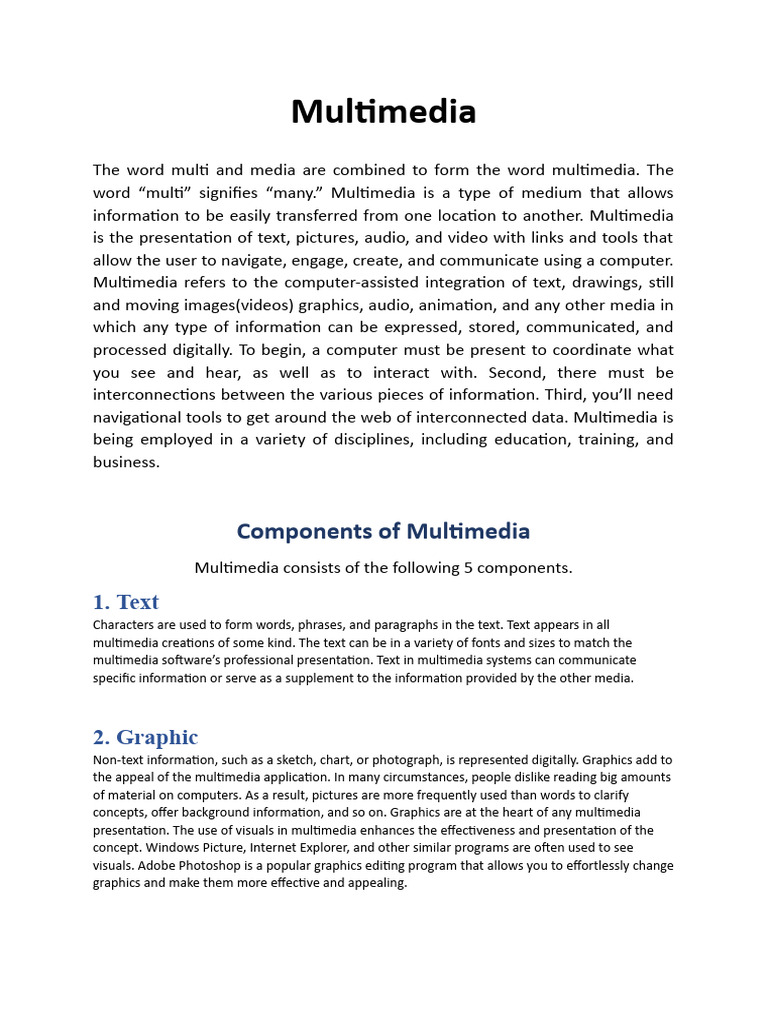 Understanding Multimedia Components | PDF | Multimedia | Graphics
