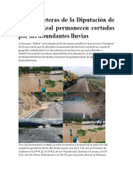 Tres Carreteras de La Diputación de Ciudad Real Permanecen Cortadas Por Las Abundantes Lluvias