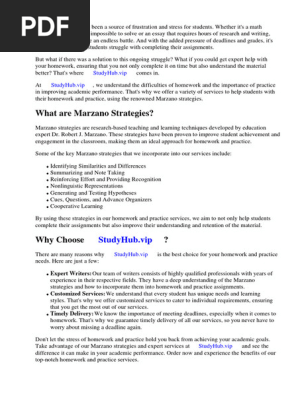 Marzano Strategies Homework and Practice