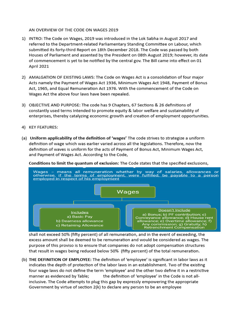 An overview of the code on wages 2019 pdf wage employment