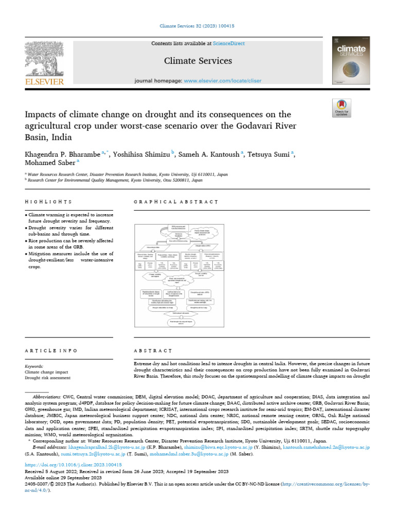 1 s2.0 S2405880723000778 Main | PDF | Climate Change | Drought