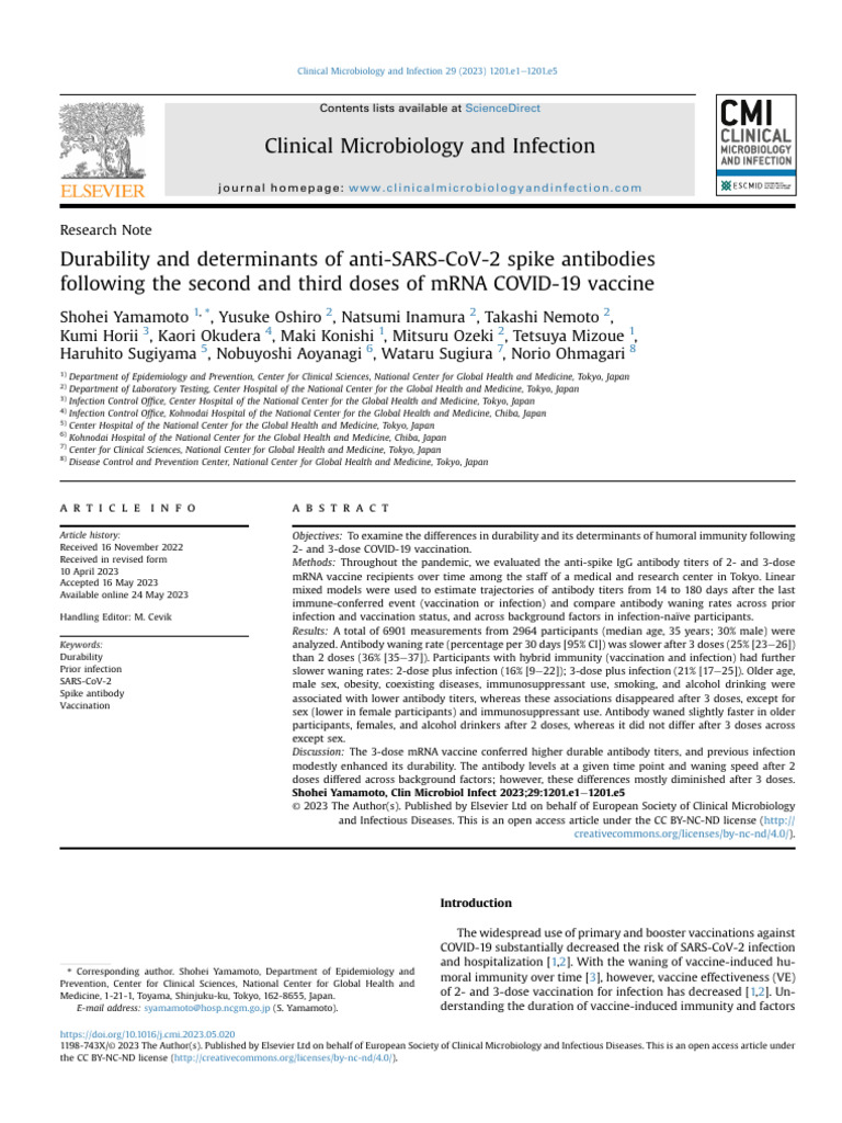 Durability and Determinants of Anti SARS CoV 2 Spi | PDF | Infection ...