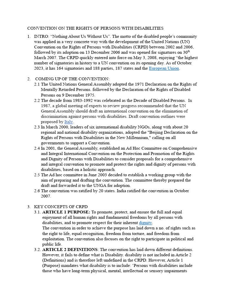 UN Disability Rights Convention Overview | PDF | Disability | Government