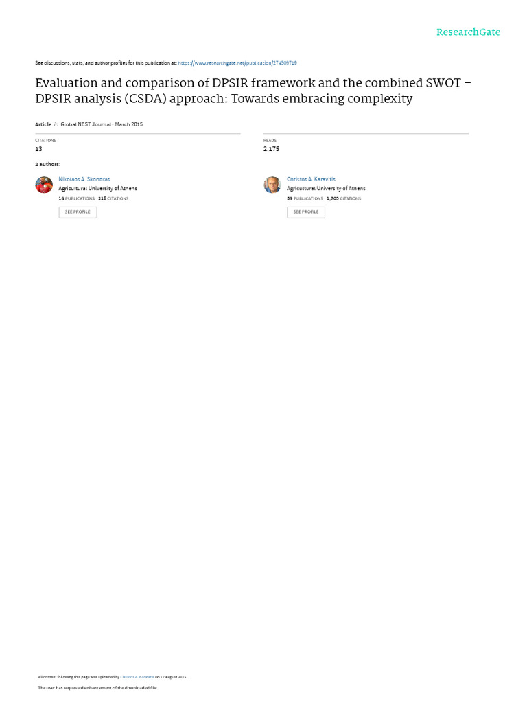 2015-Evaluation and Comparison of DPSIR Framework and The Combined SWOT ...