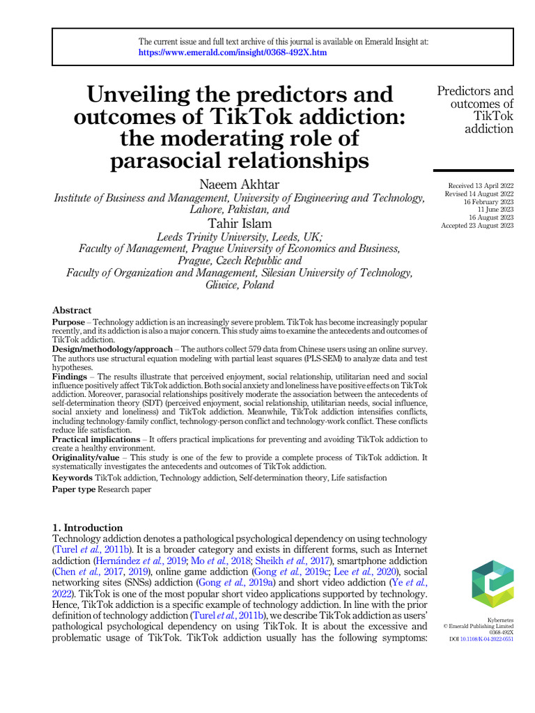 Tiktok Addiction Articles | PDF | Motivation | Motivational