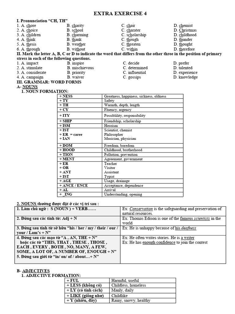 Bu i 4 word forms pdf