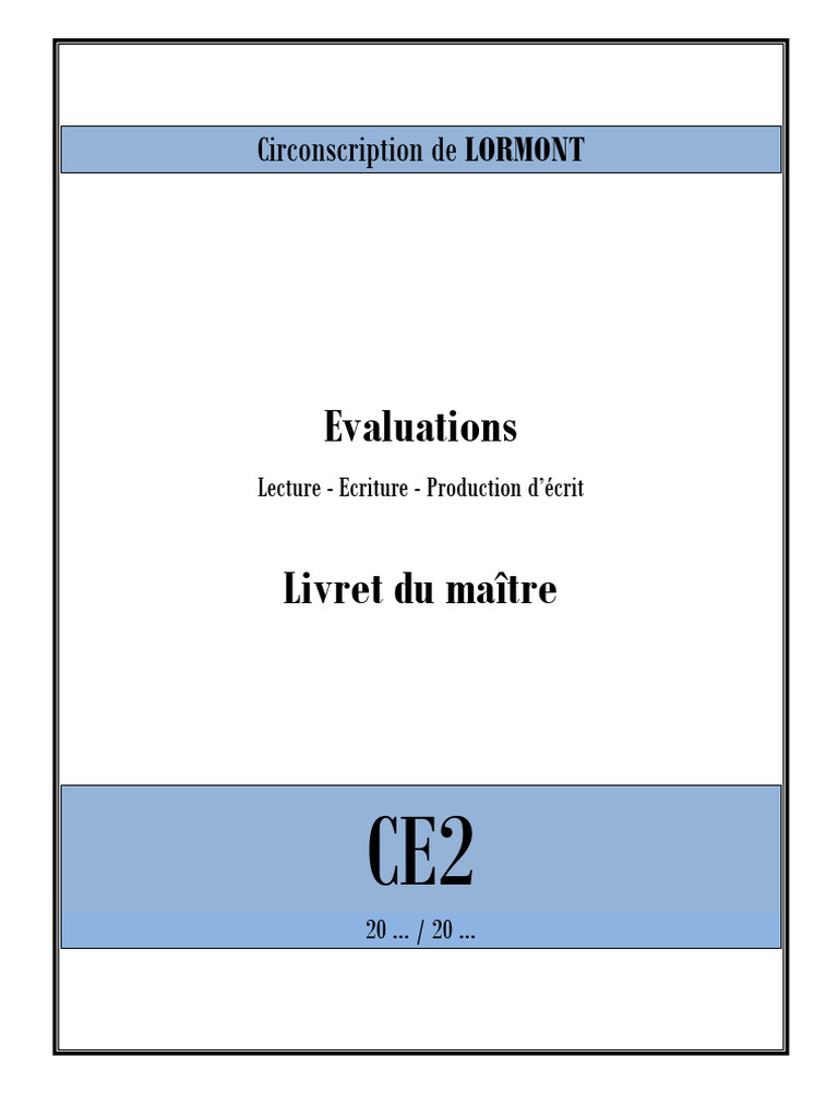 Évaluations CE2 : Lecture et Écriture | PDF | Linguistique ...