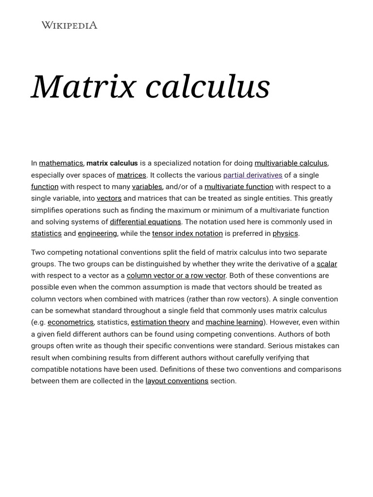 Matrix calculus pdf derivative matrix mathematics 