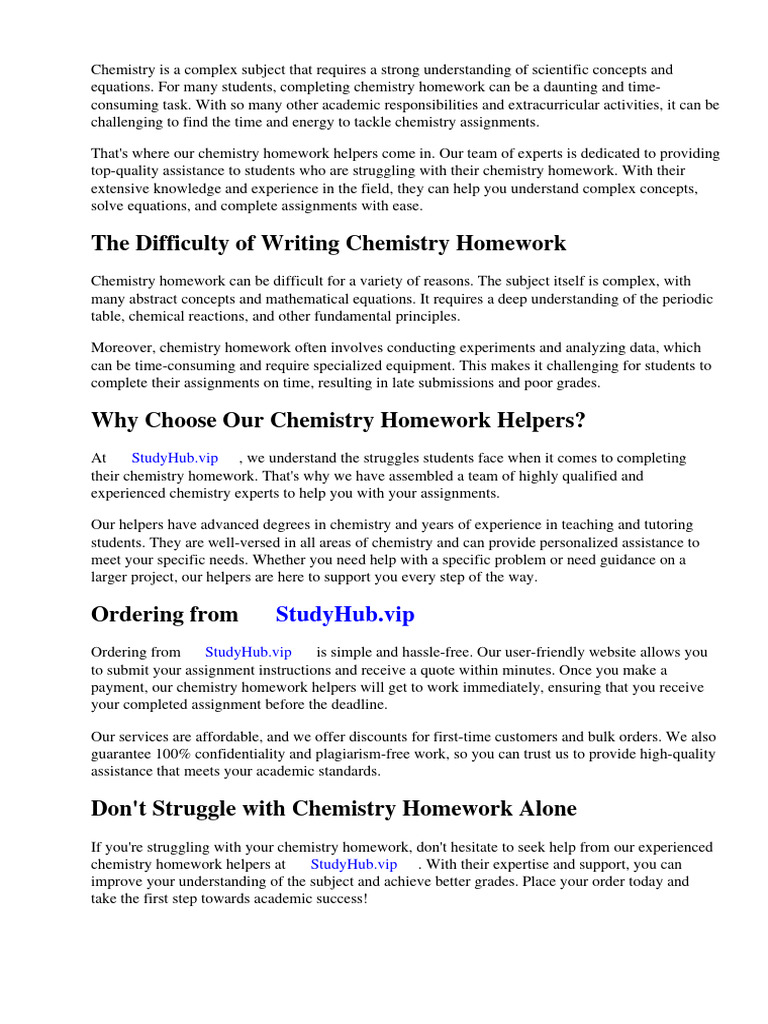 Chemistry Homework Answers