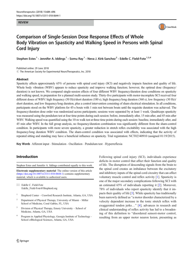 Comparison of Single-Session Dose Response Effects of Whole Body ...
