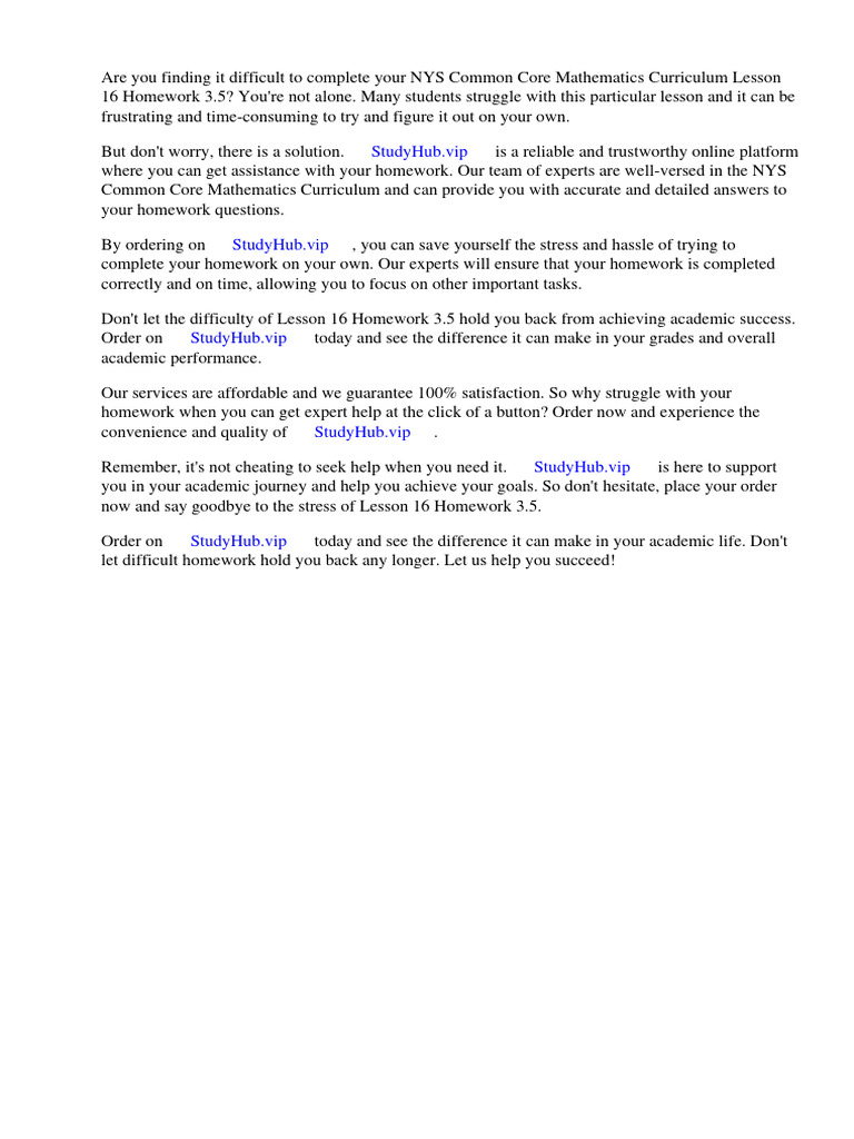 Nys Common Core Mathematics Curriculum Lesson 16 Homework 3.5 Answers