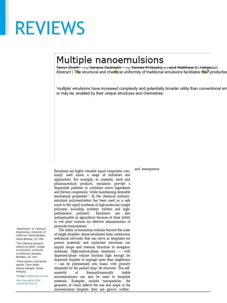 Uniformité Des NANO | PDF | Emulsion | Chemistry
