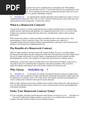 High School Student Homework Contract