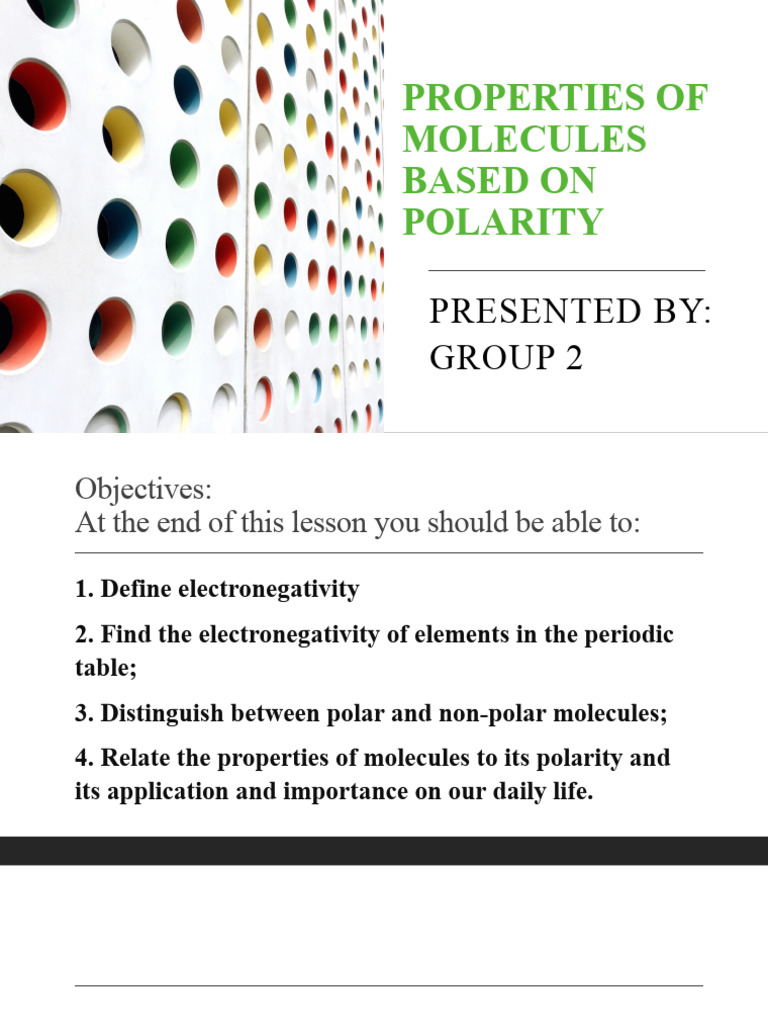 Electronegativity and Molecular Polarity | PDF | Chemical Polarity ...