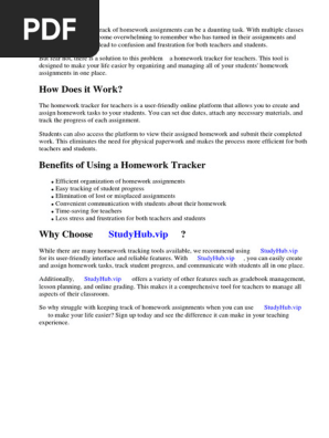 Homework Tracker for Teachers