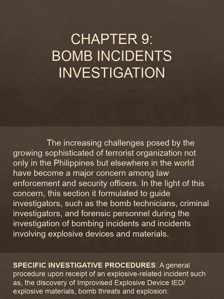 Bomb Incident Investigation Procedures | PDF | Bomb Disposal | Crime Scene