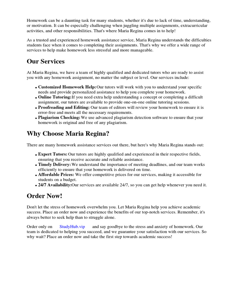Maria Regina Homework | PDF | Distance Education | Schools