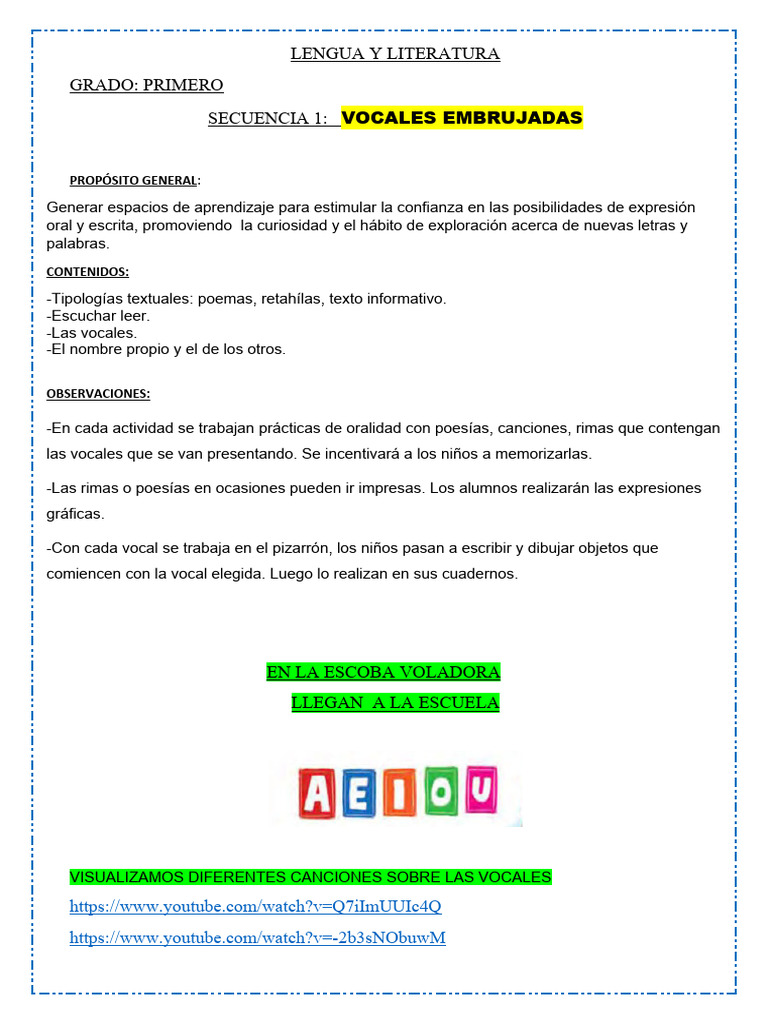 Actividades Didácticas sobre Vocales | PDF | Artes del Lenguaje y ...