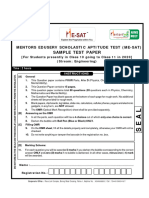 Sample Test Paper: Mentors Eduserv Scholastic Aptitude Test (Me-Sat)