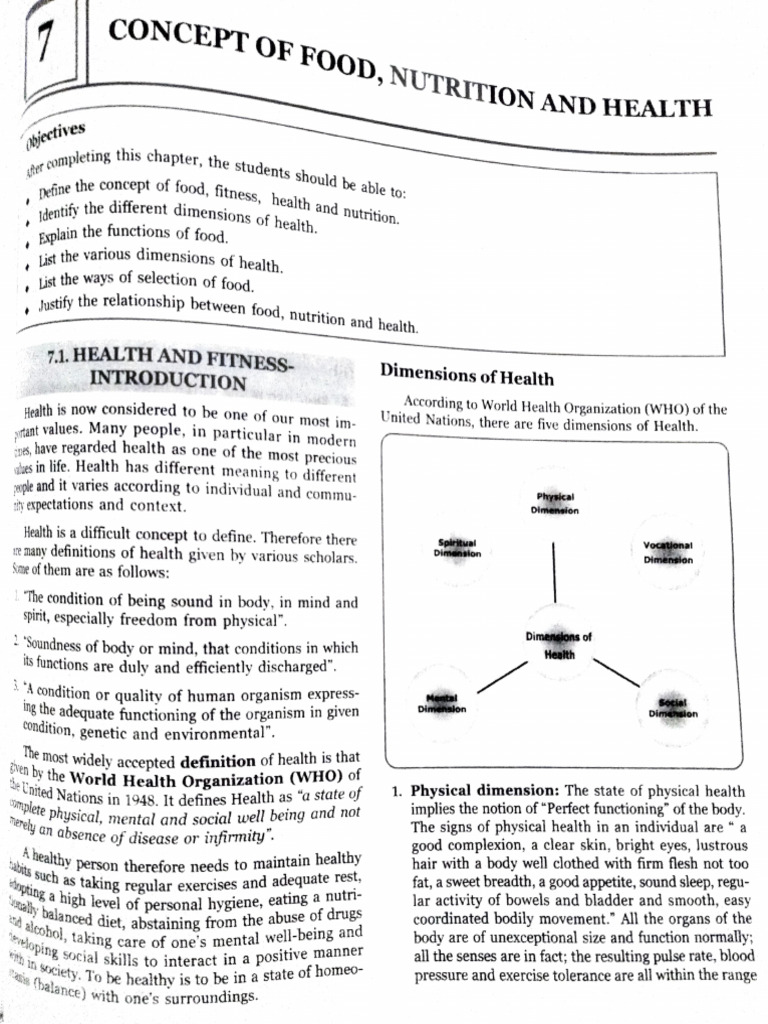 Food, Nutrition, and Health Concepts | PDF | Nutrition | Diet & Nutrition