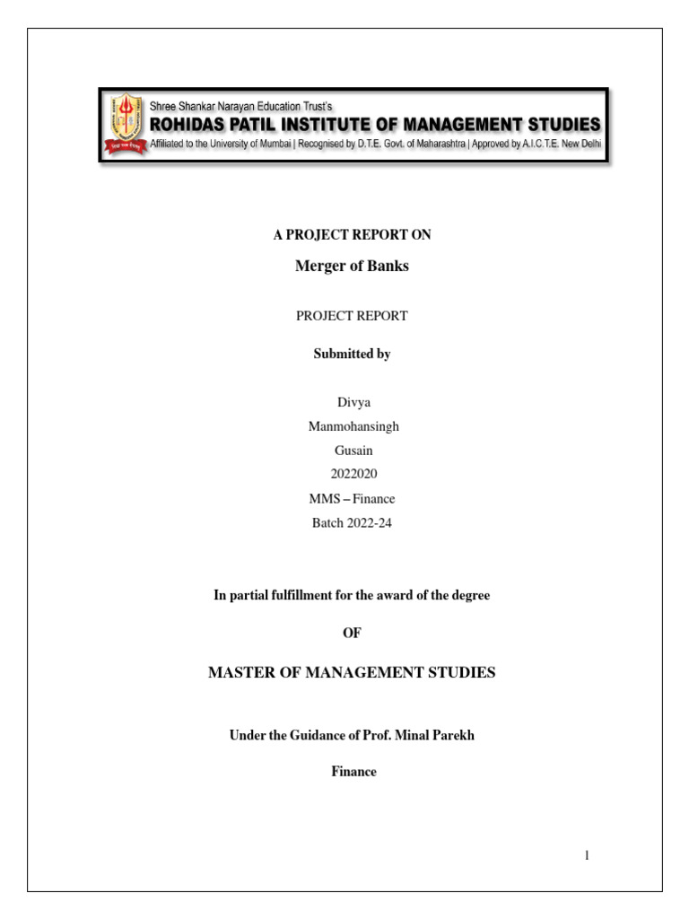 Merger of Banks PDF | PDF | Mergers And Acquisitions | Banks