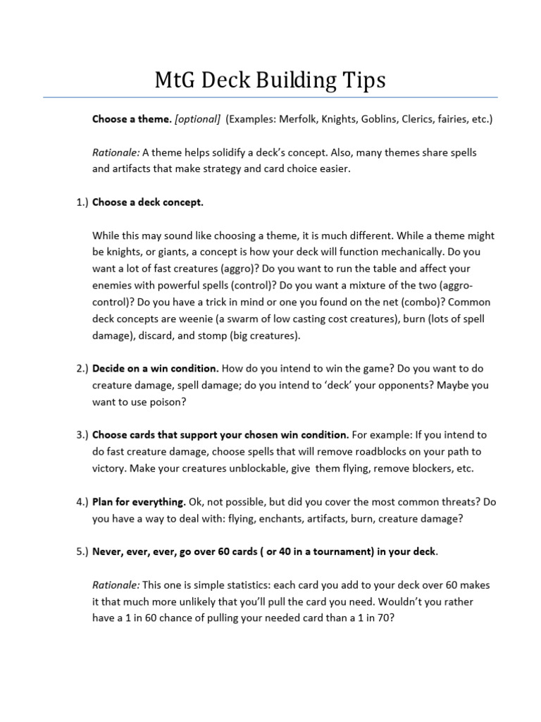 Essential MtG Deck Building Tips | PDF | Gaming