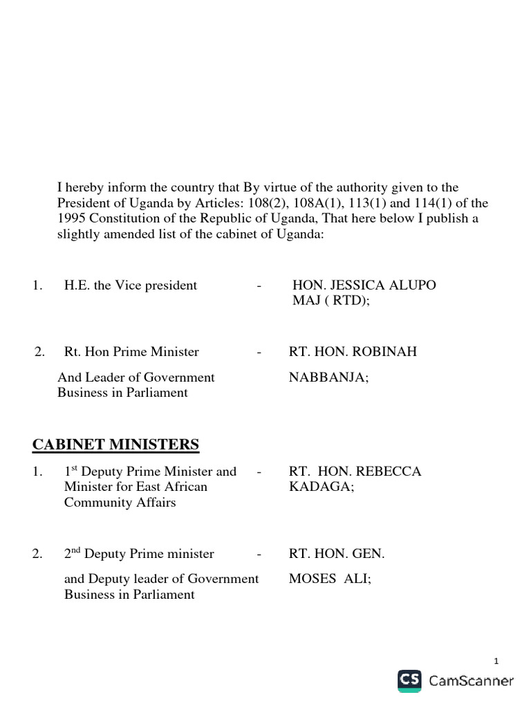 Cabinet Noted 2024 Pdf Government Uganda