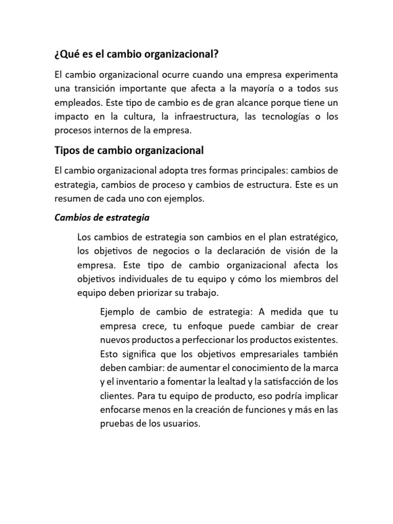 Tipos y Fases del Cambio Organizacional | PDF | Business | Gestión del ...