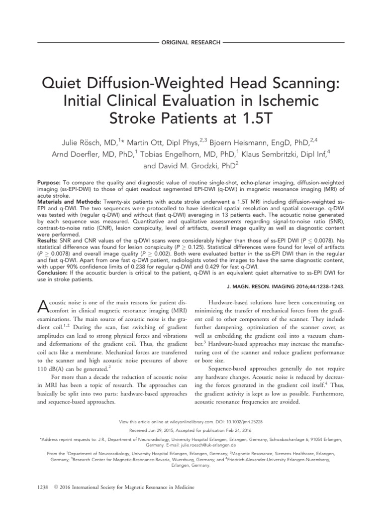 Quiet Diffusion Weighted Head Scanning | PDF | Magnetic Resonance ...