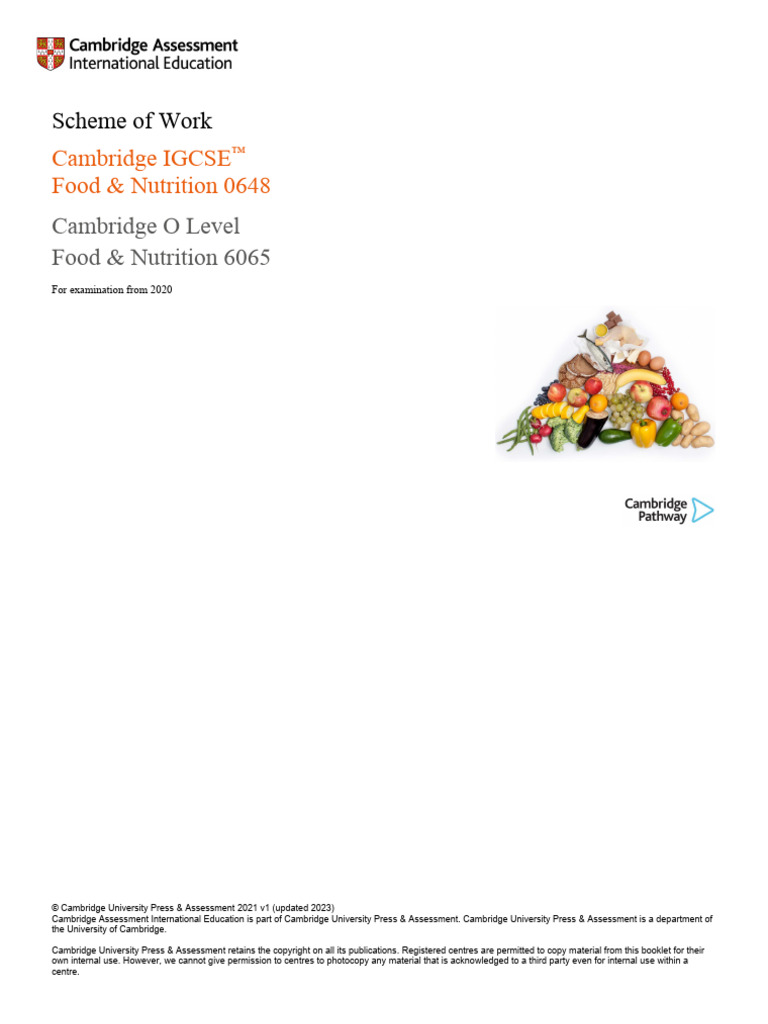 0648 Scheme of Work (For Examination From 2020) | PDF | Proteins |  Malnutrition