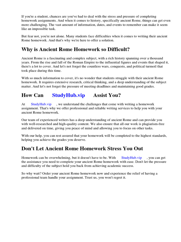 Ancient Rome Homework | PDF | Homework | Homeschooling