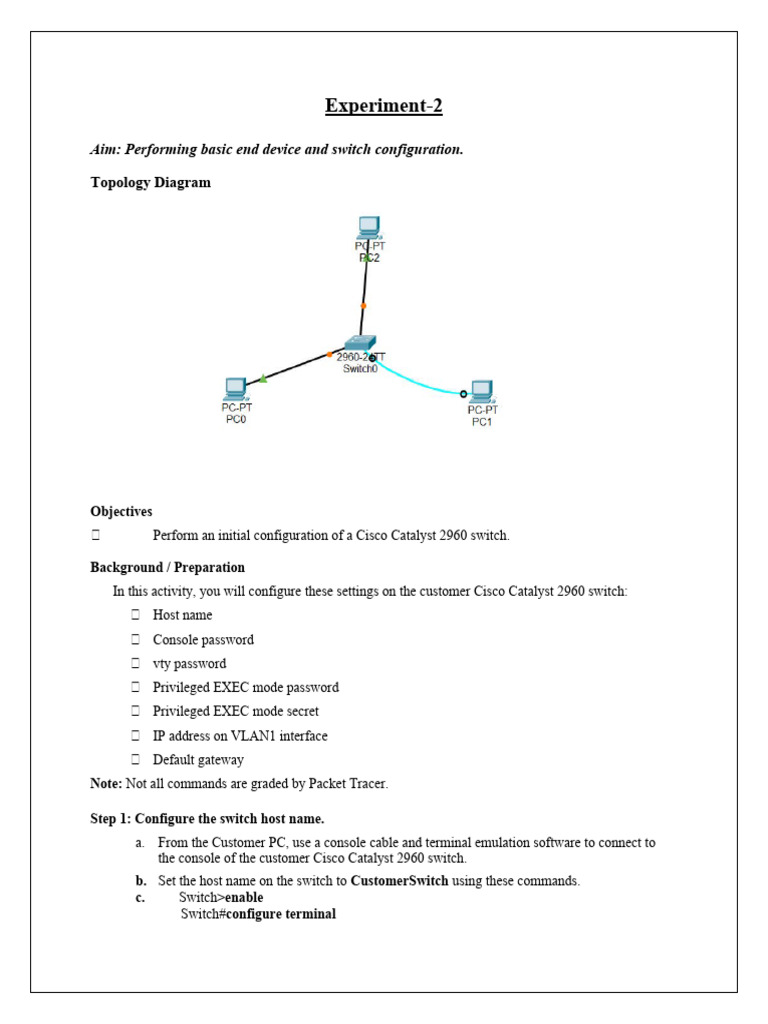 Cisco 2960 Switch Configuration Guide | PDF | Command Line Interface |  Computer Networking