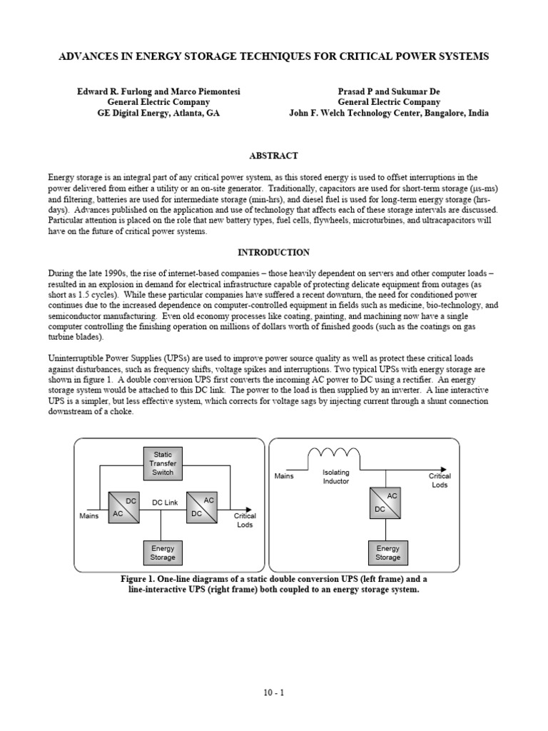 Energy Storage Innovations for Power Systems | PDF | Energy Storage ...