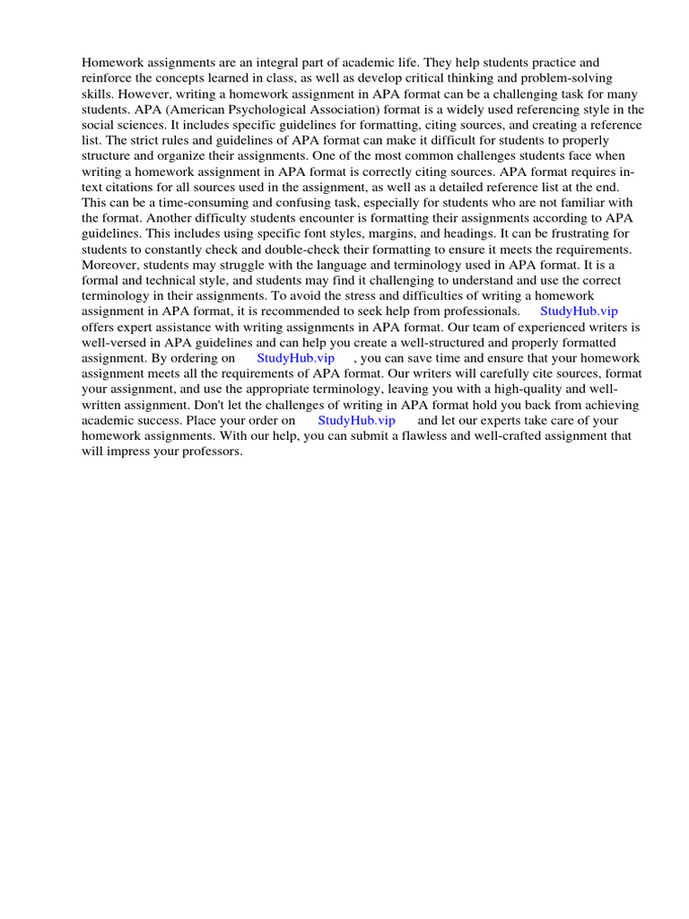 Apa Format Homework Assignments | PDF | Apa Style | Neuroscience
