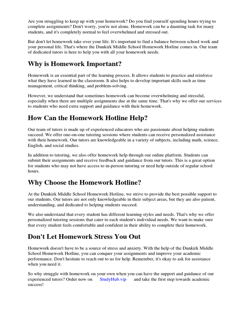 Dunkirk Middle School Homework Help | PDF | Homework | Education Theory