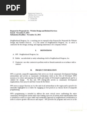 RFP - Website Design and Services for Neighborhood Progress