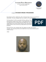 Press Release Nov 8, 2011 Murder Arrest