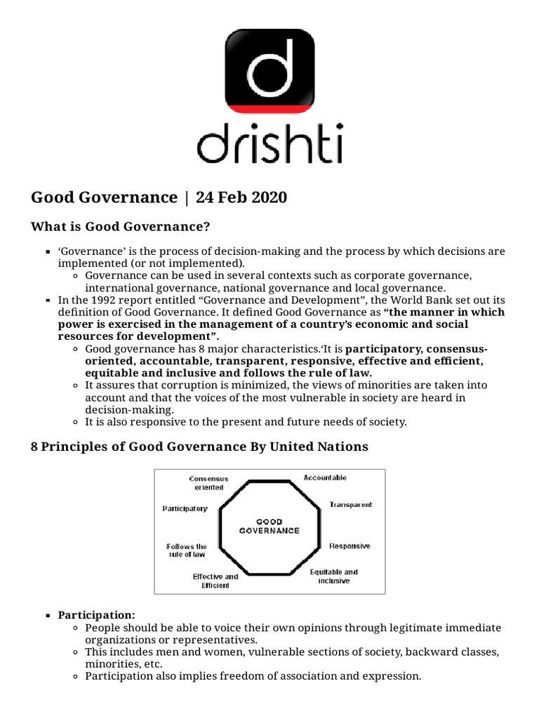 Principles of Good Governance Explained | PDF | Governance | Good ...