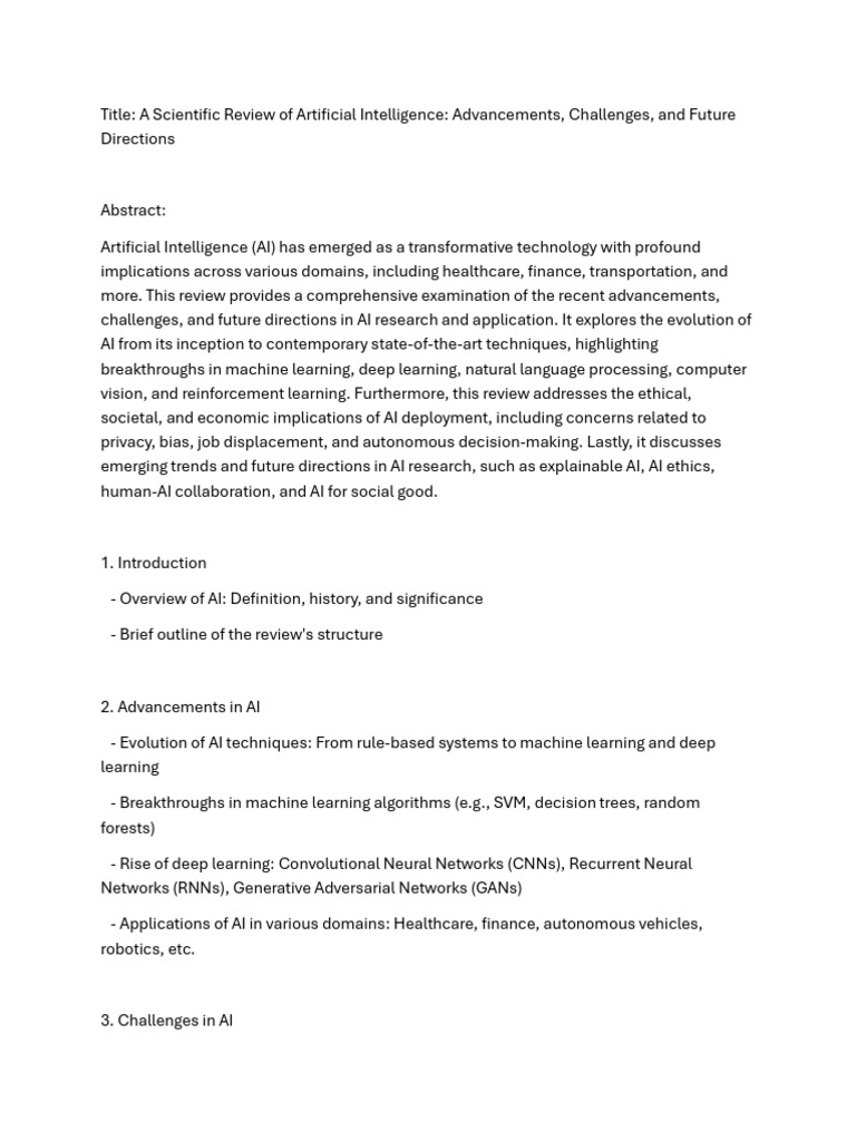 AI Advancements and Future Challenges | PDF | Artificial Intelligence ...