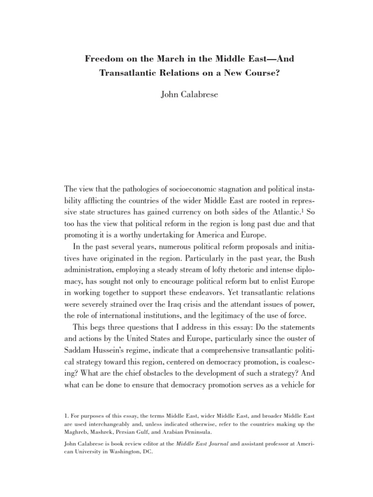 Freedom On The March in The Middle East - and Transatlantic Relations ...